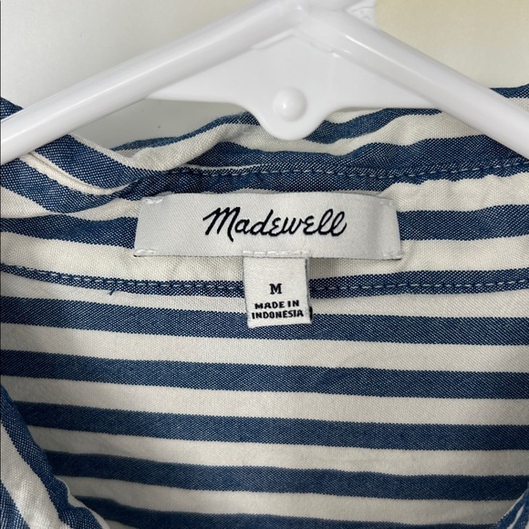 Madewell Blue White Striped Shirt women’s medium - Picture 3 of 7